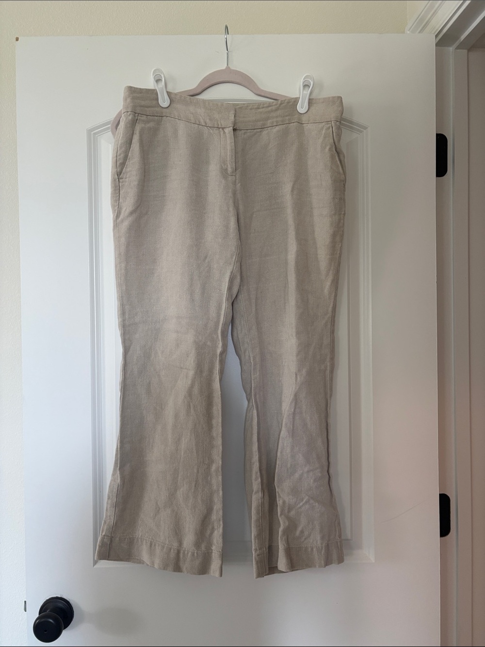 LOFT Beige Linen-Blend Wide Leg Pants